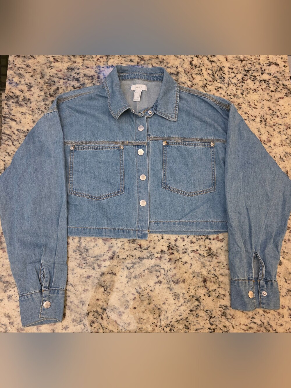 Forever 21 Cropped Denim Jean Jacket
